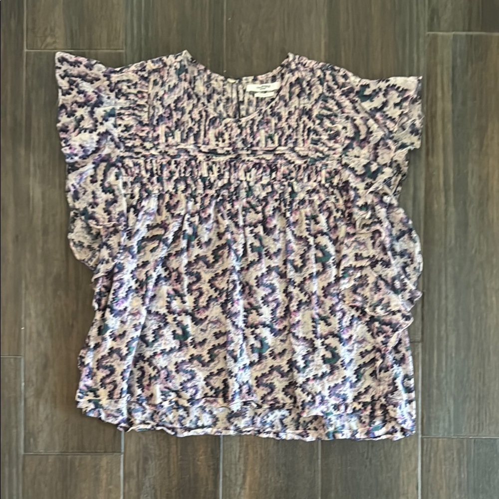 Isabel Marant Etoile Multicolor Printed Cotton Voile Ruffled Ilayona Top